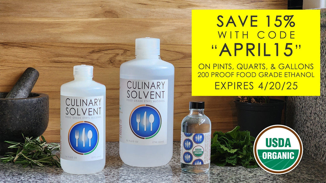 Save 15% on Pints, Quarts, Gallons of Pure Food Grade Ethanol