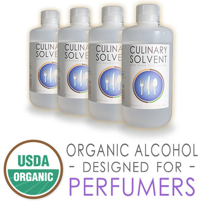 4 bottles of organic perfumers alcohol USDA Organic logo