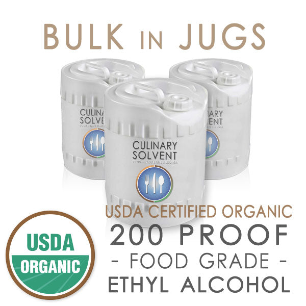 Bulk jugs of organic food grade ethanol - Culinary Solvent Organic 200 Proof Alcohol