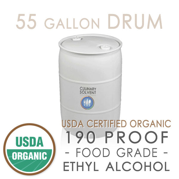 Buy organic 190 proof food grade alcohol in 55-gallon drums by Culinary Solvent