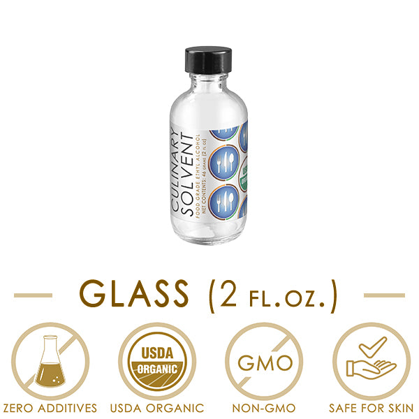 2 fl oz glass bottle organic food grade ethanol by Culinary Solvent