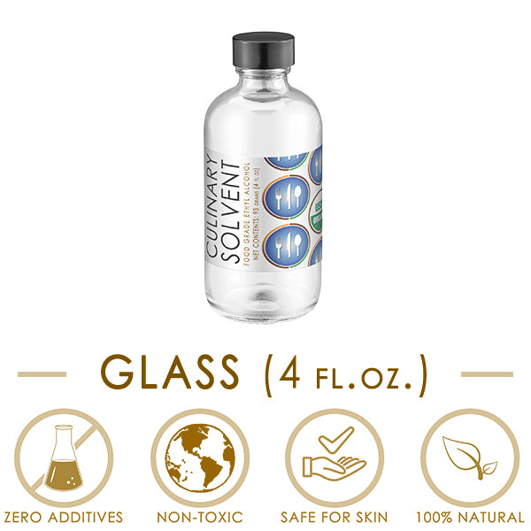 4 fl oz glass bottle organic food grade ethanol by Culinary Solvent